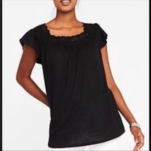 New Old Navy Crochet Yoke Linen Blend Swing Top - XSmall